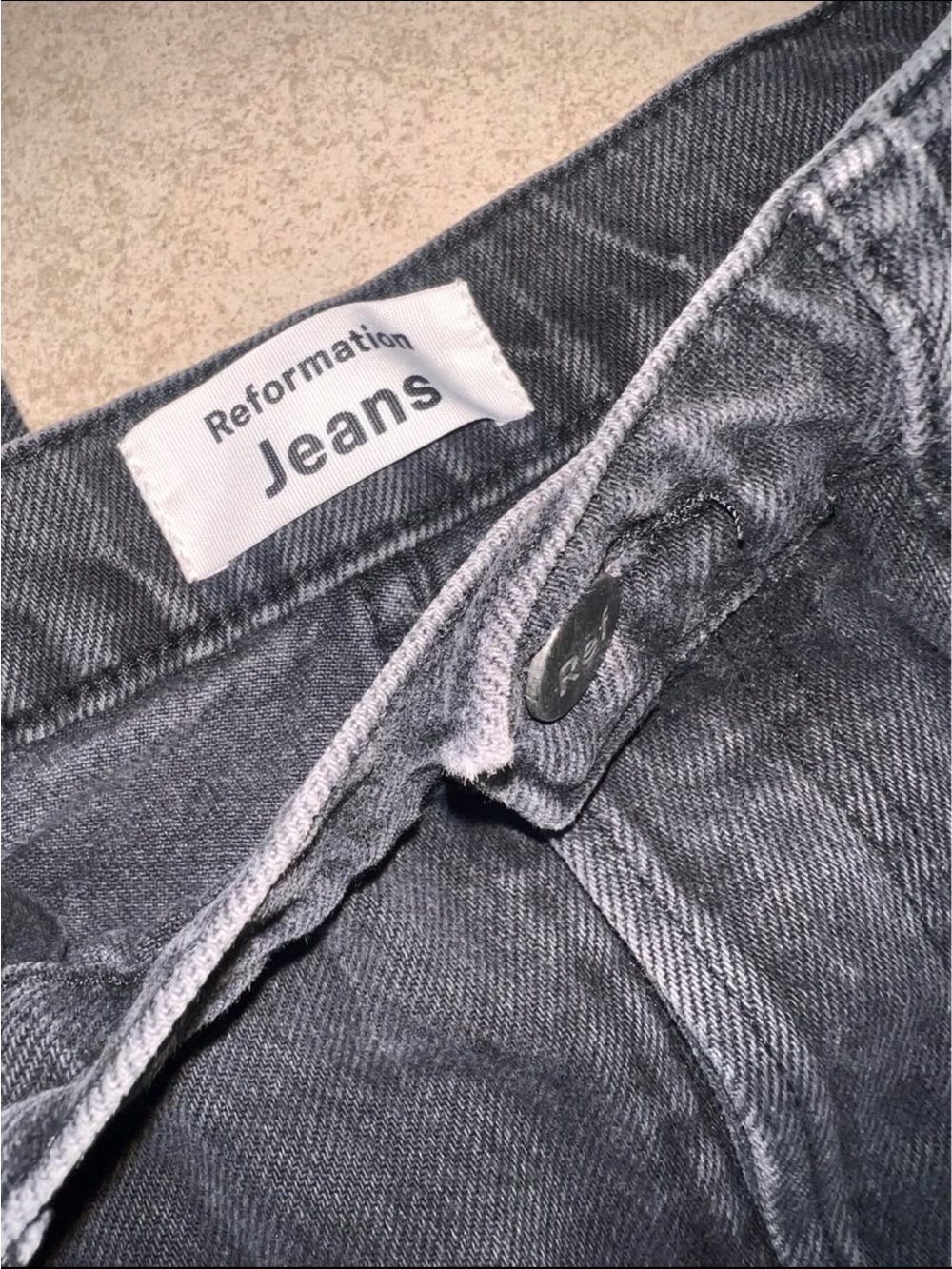 Reformation Straight-Leg Jeans in Washed Gray